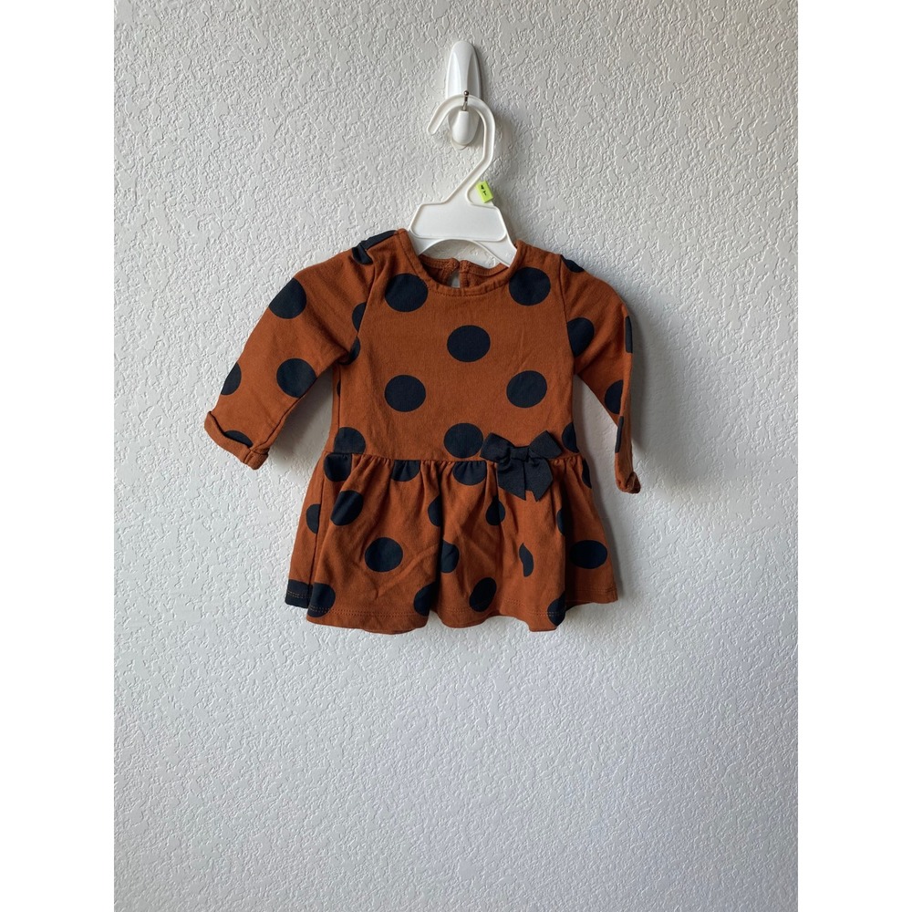 Just One You Carters Baby Girl Polka Dot Sweatshirt Dress 6M Brown Black